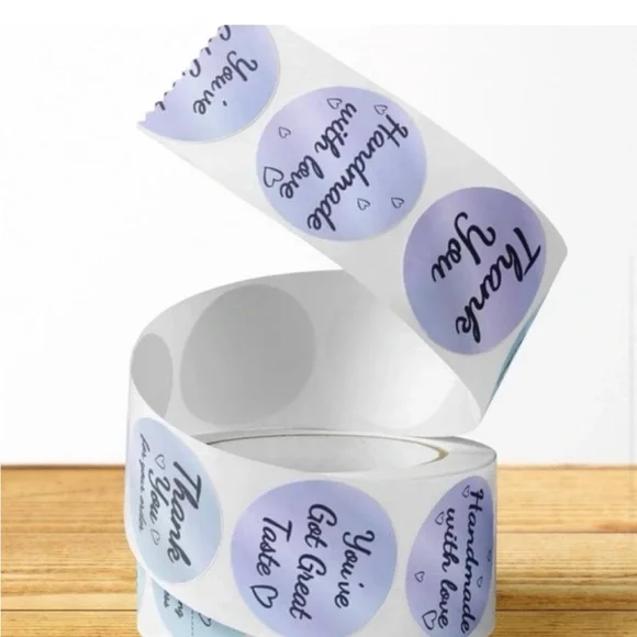 50 Silver Metallic Holographic Thank You Round Business Stickers 1-1/2” - Picture 2 of 8